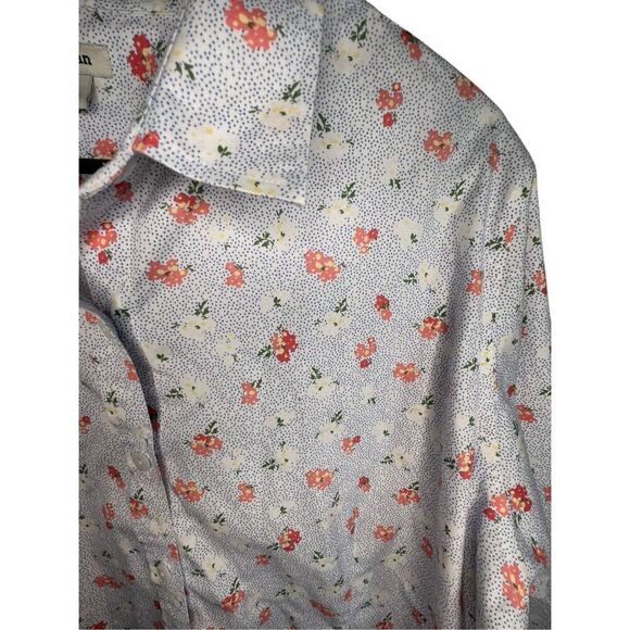 L.L. Bean Floral and Polkadot Pattern Button Up Half Sleeve Top - Picture 2 of 6